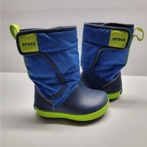 CROCS Kids Blue and Green Snow Boots
